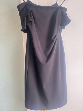 Ralph Lauren Black One-Shoulder Ruffle-Trim Dress
